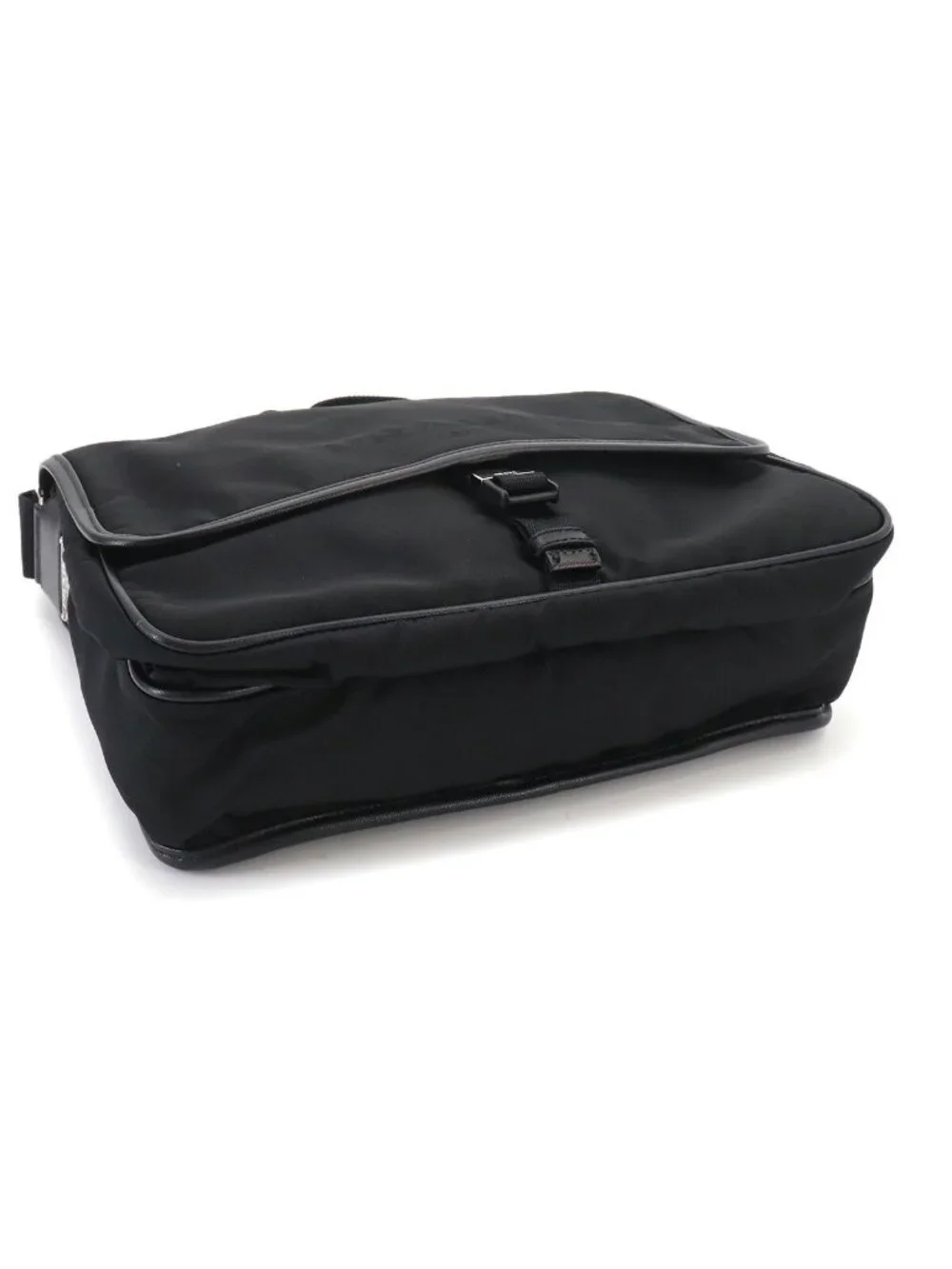 Prada Messenger Shoulder Bag Nylon Saffiano Leather Nero Black